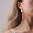 Sparkling 14K White Gold Plated Circle Cubic Zirconia Men Women Hoop Earrings